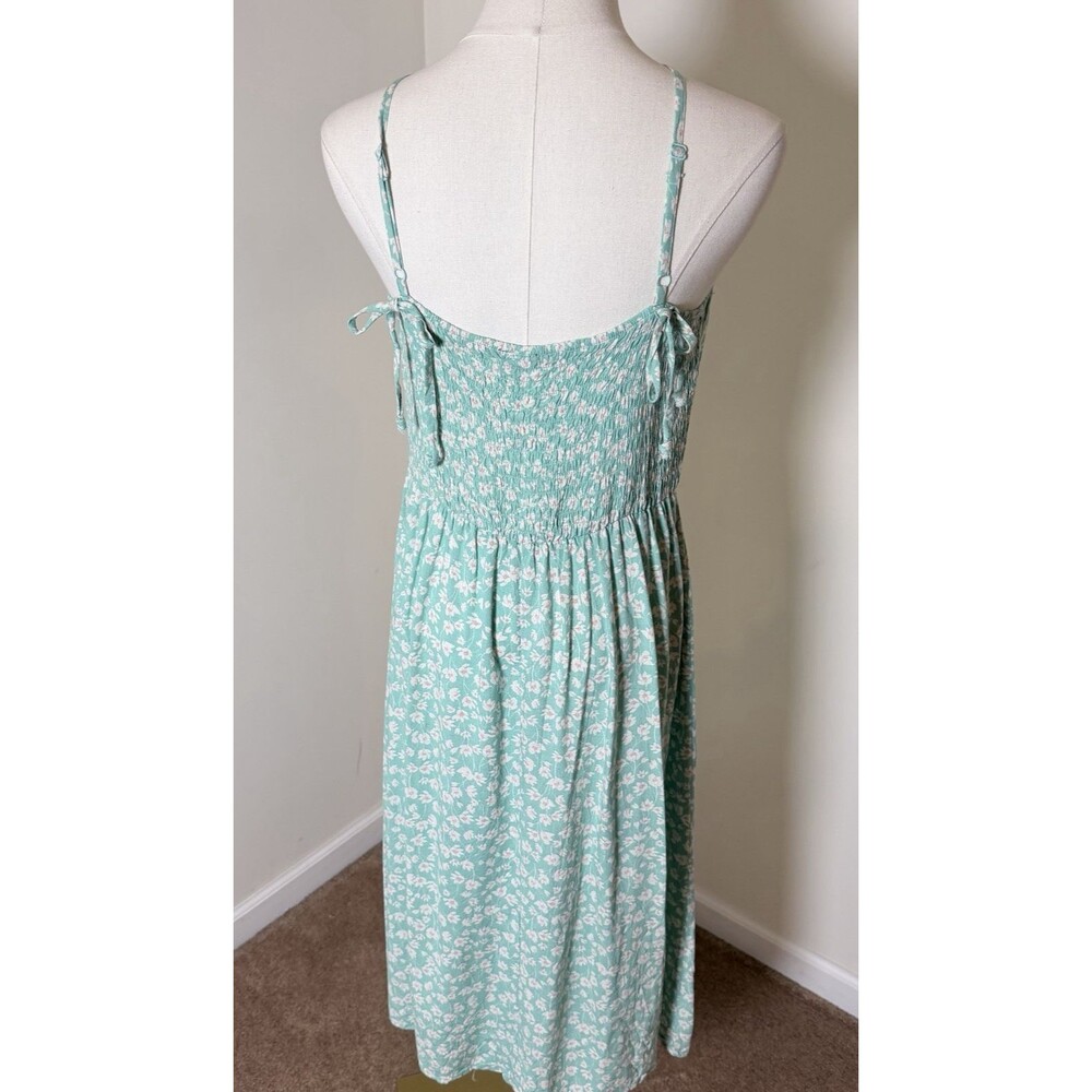 Lily Rose Squareneck Molded Cup Side Slit Midi Dress XL Rayon Linen Sundress - Picture 4 of 12